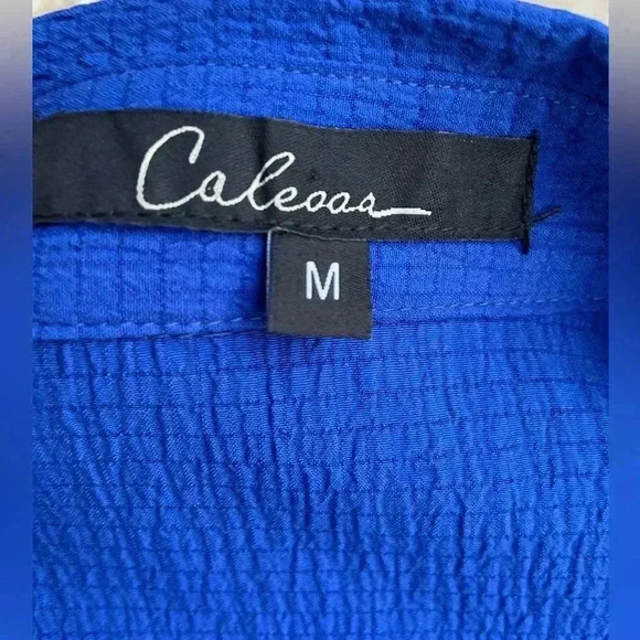 Caleooa women’s long sleeve button down blue embroidered with pockets shirt sz M - Picture 4 of 7